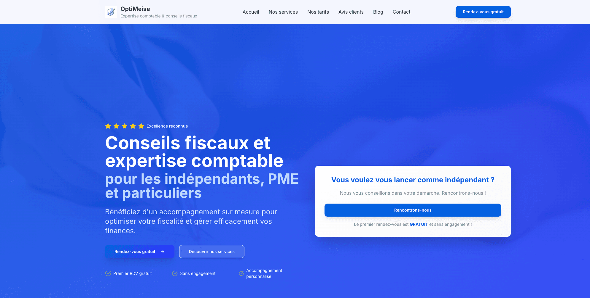 Aperçu du site Optimeise