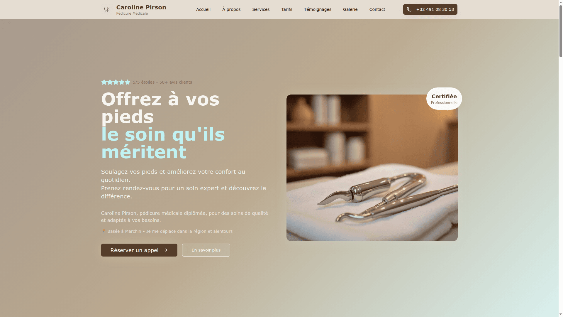 Aperçu du site Pirson Pédicure